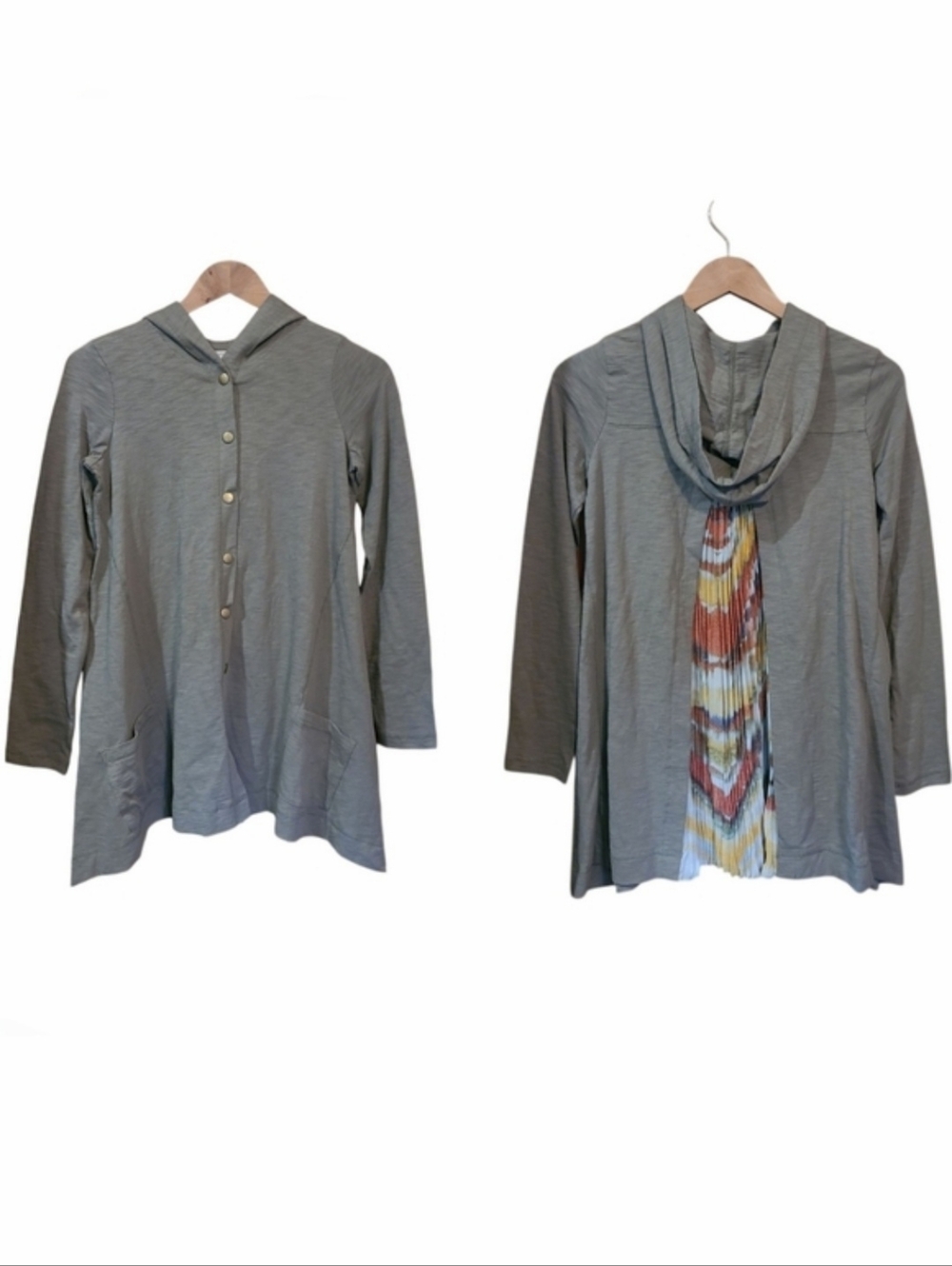 Women's Logo By Lori Goldstein Snap Button Down Hooded L/S Top XXS